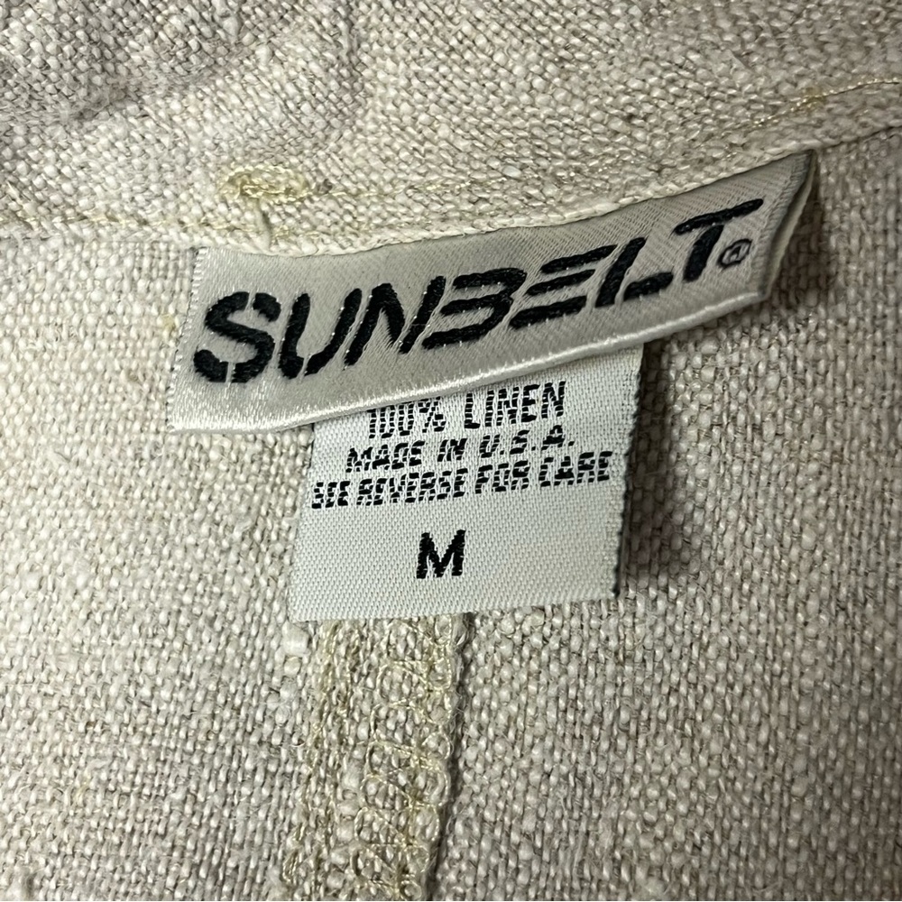 Sunbelt Beige Linen Shift Dress Summery Rustic Minimalist Medium Pockets - Picture 15 of 15
